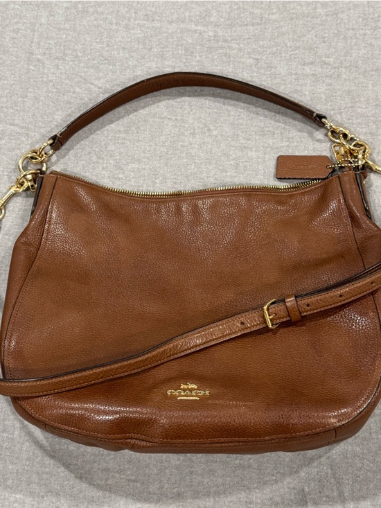 Coach Handbags - Coach Elle Brown Pebble Leather Hobo Bag